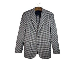 Byron British Style Check Plaid Blazer Jacket Sport Suit Coat 44R Wool Brown